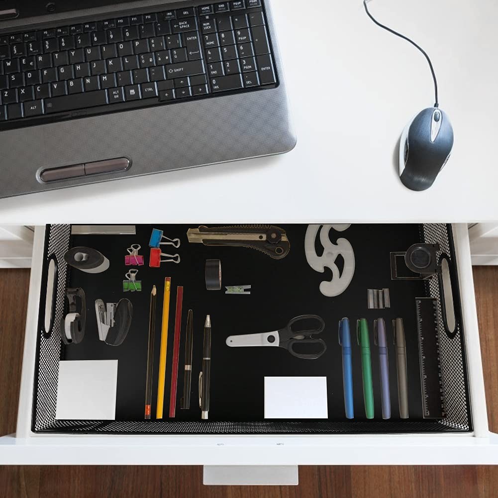 Desk Drawer Organizer, A4 Large Metal Mesh Desk Organizer Tray, Versatile Sto…
