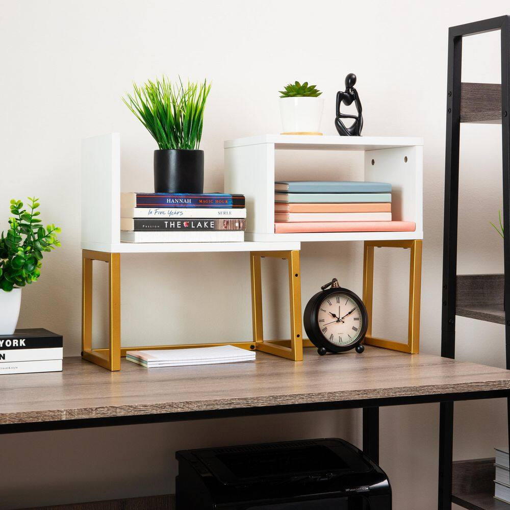 7.87 In. W Desktop Bookshelf, 5-Compartment Organizer for Office Desk, Metal, MD