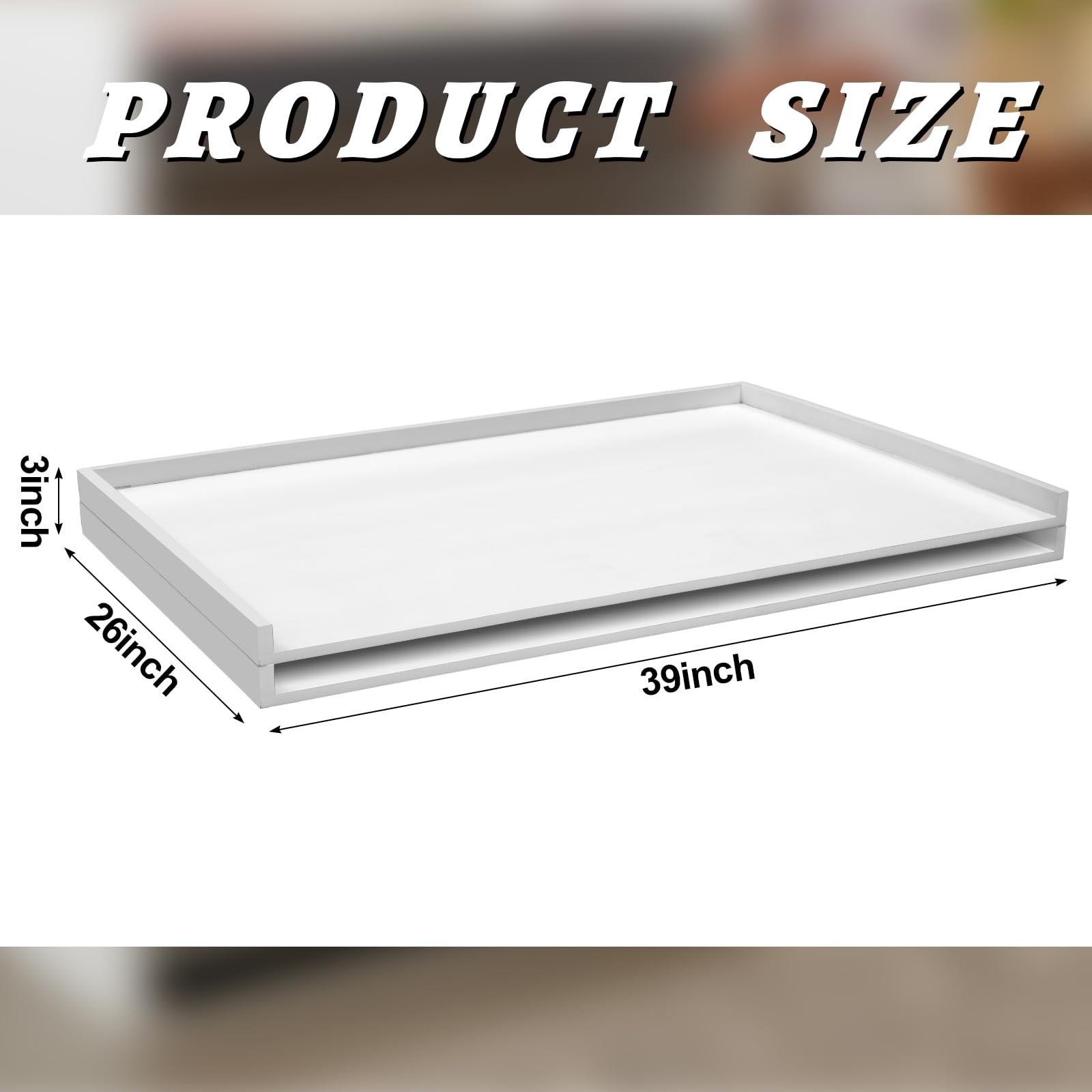 2 Pack Giant Stack Tray 26″ x 39″ White Pine Heavy Duty Flat File Organizer f…