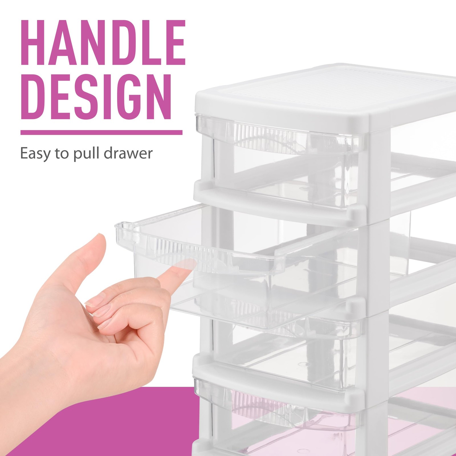 Mini Plastic Stacking Desk Top 4-Drawer 6.77 x 7.91 x 12.76 inches, White