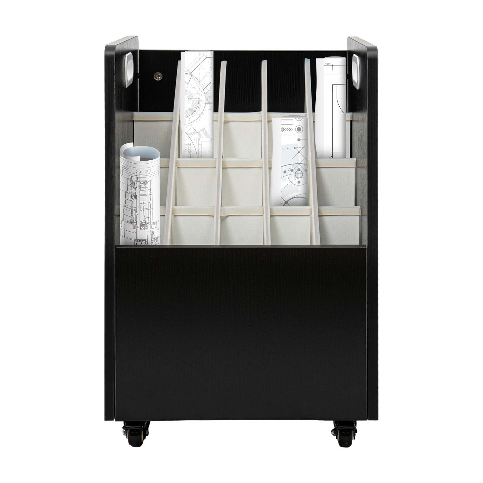 Mobile Roll File Organizer Cart, 20-Slot File Holder w/ Wheels, Compartment Cart