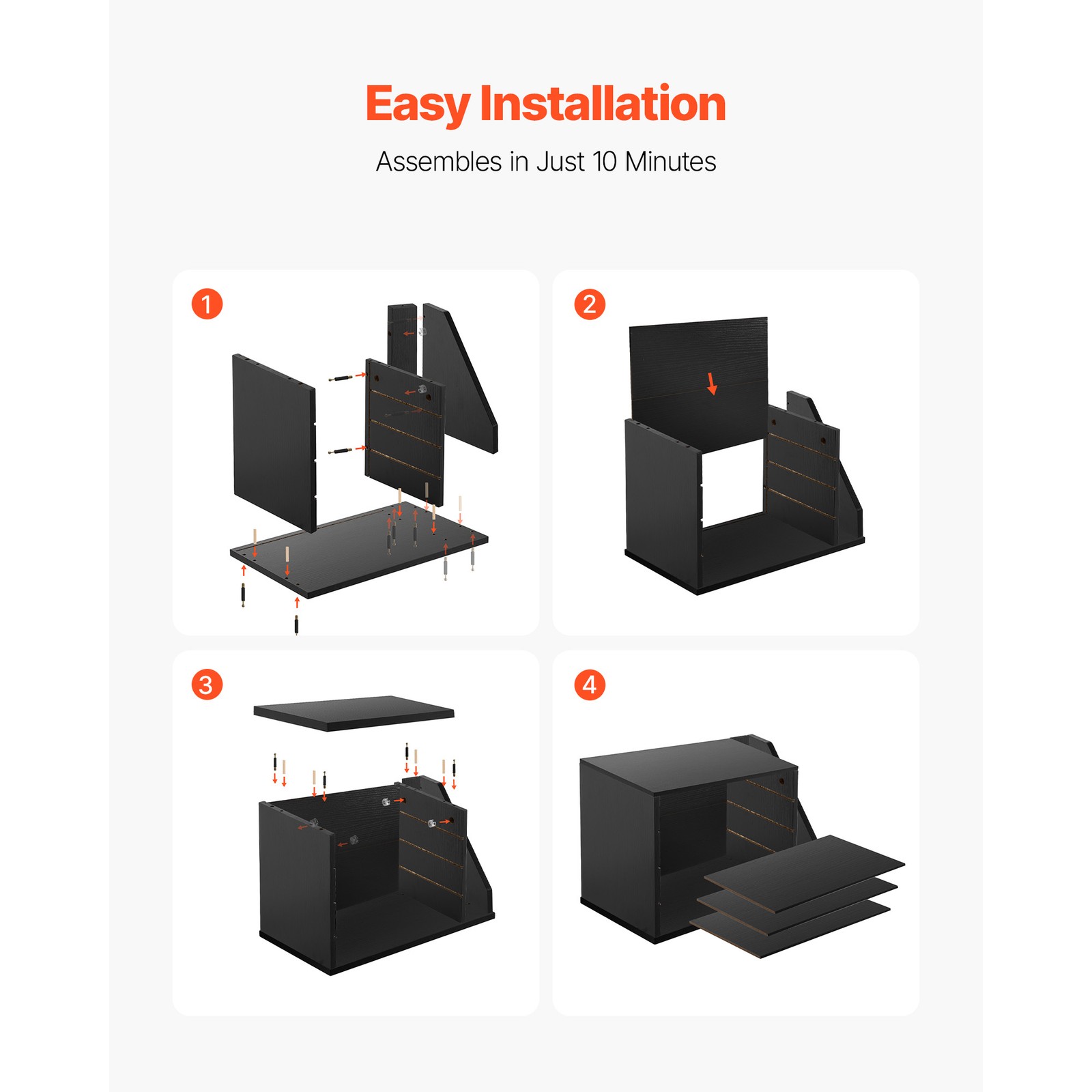 Uimoso 4-Compartment Office Mail Organizer with Adjustable Shelves, Black