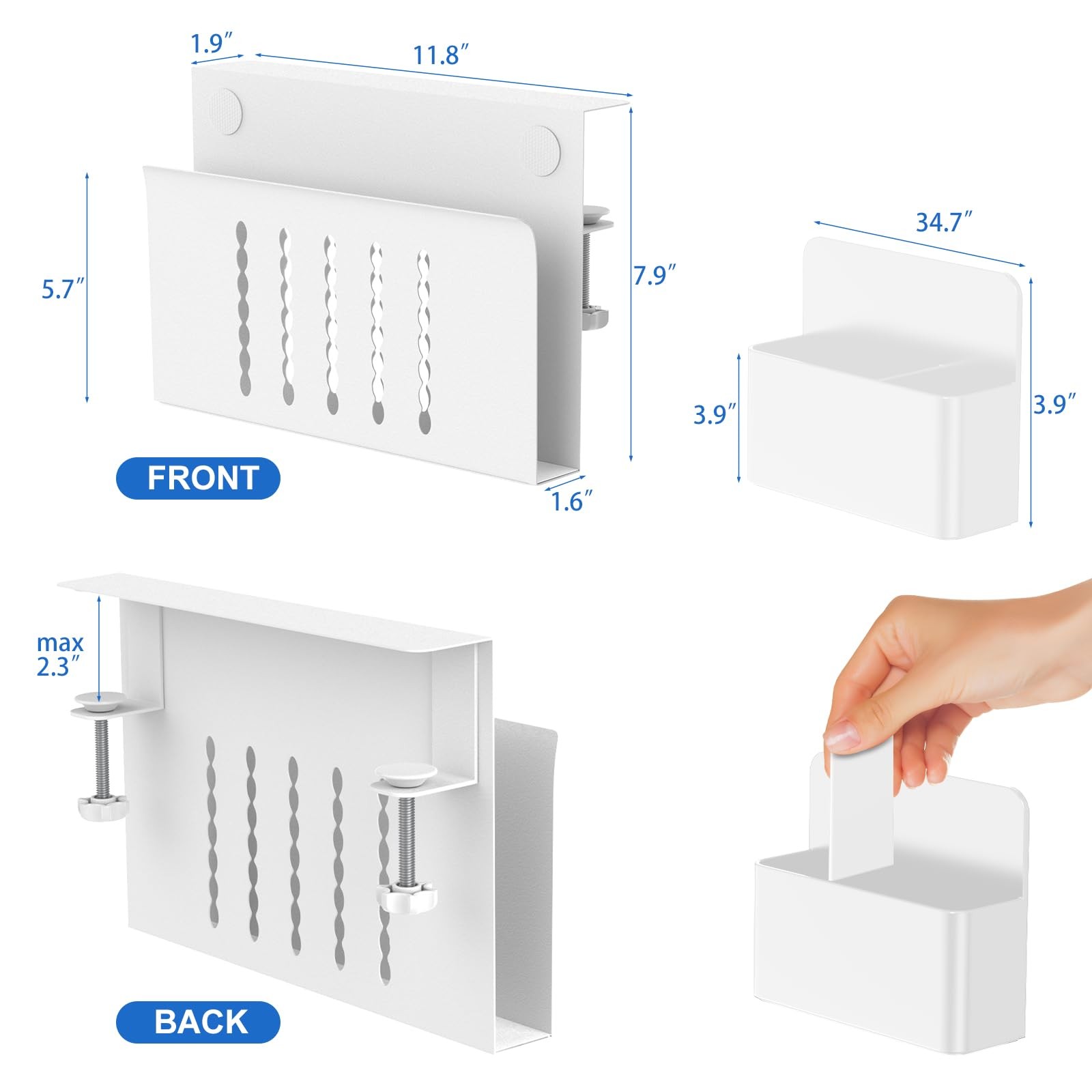 HAMOPY Desk Side Storage, Single-Layer Steel Hanging Single(1 Tier), White
