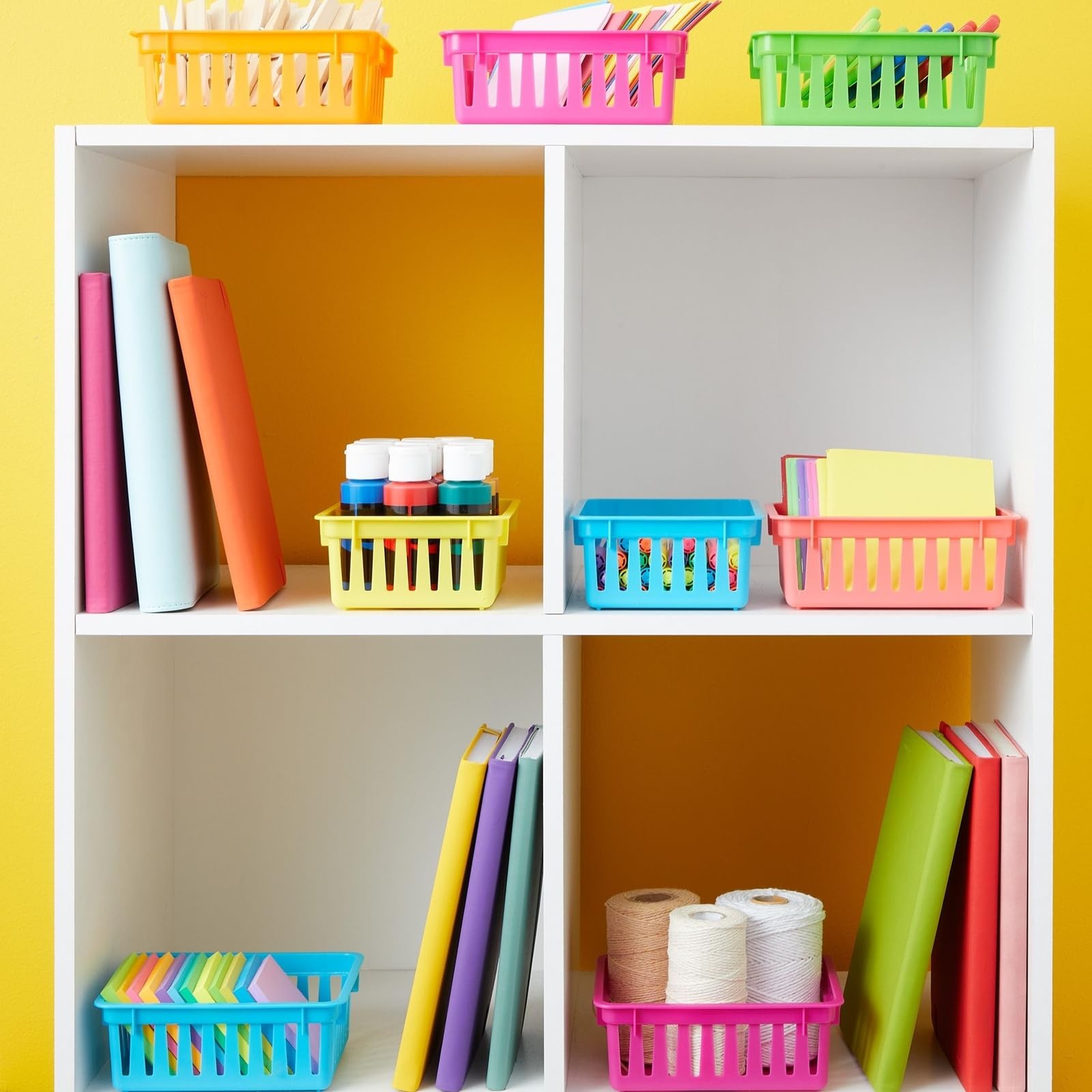 12 Pack Small Plastic Classroom Storage Bins for Organization and School Supp…