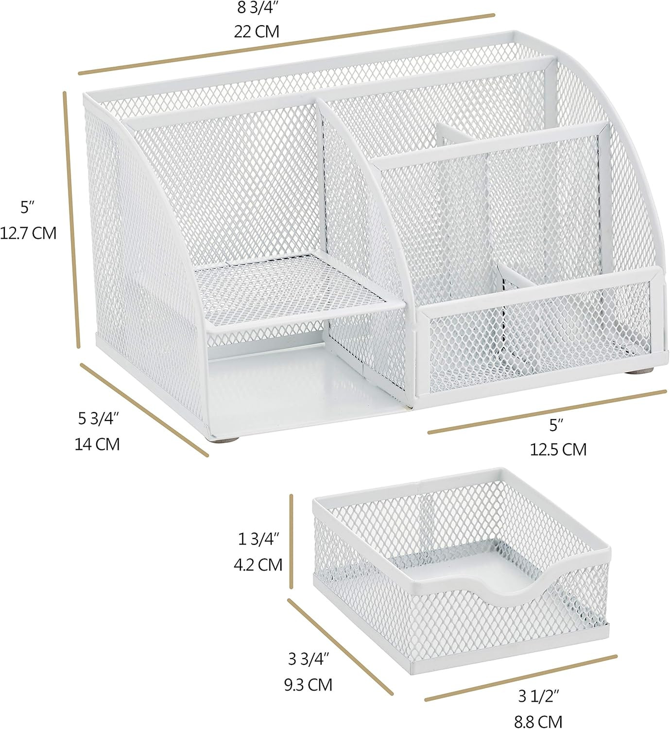 Mesh Desk Organizer Office with 7 Compartments + Drawer/Desk Tidy Candy/Pen Hold