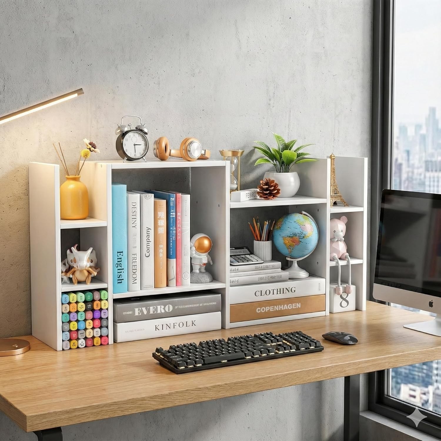 Desk Shelf Organizer 3-Tier Desktop Bookshelf Computer Desk Small Tabletop Hutch
