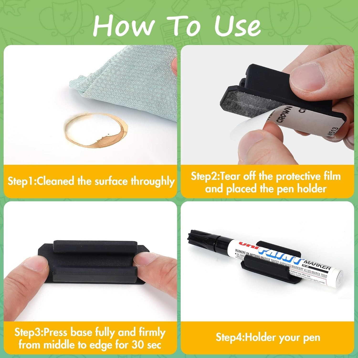 10 PCS Silicone Pen Holder Set: Adhesive & Expandable for Classrooms & Offices