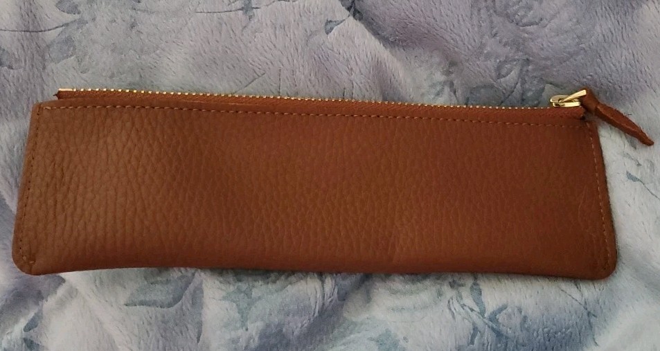 Londo Zippered Leather Pen and Pencil Case Cosmetic Pouch