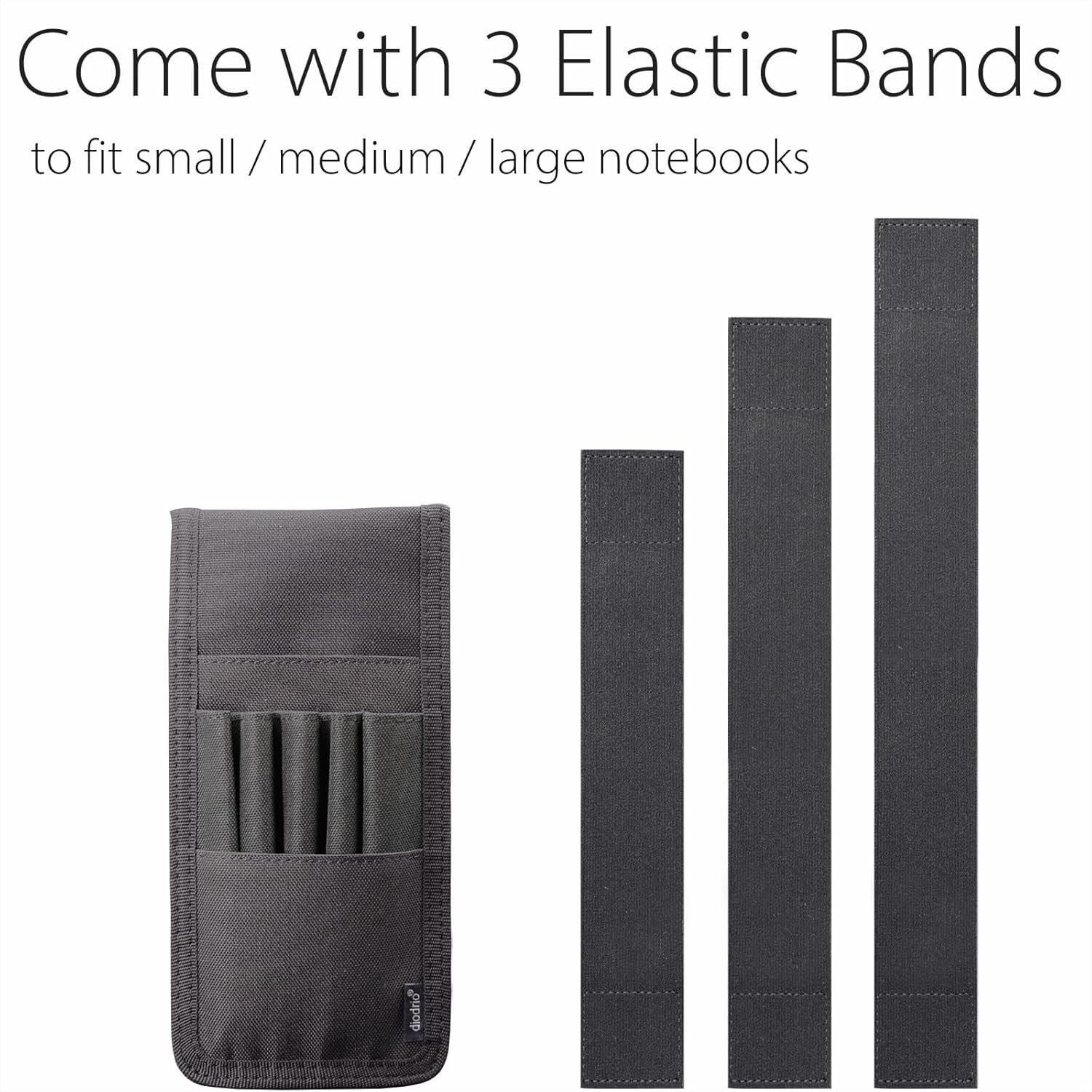 Detachable Pencil and Pen Holder with Elastic Band for Journals – Black