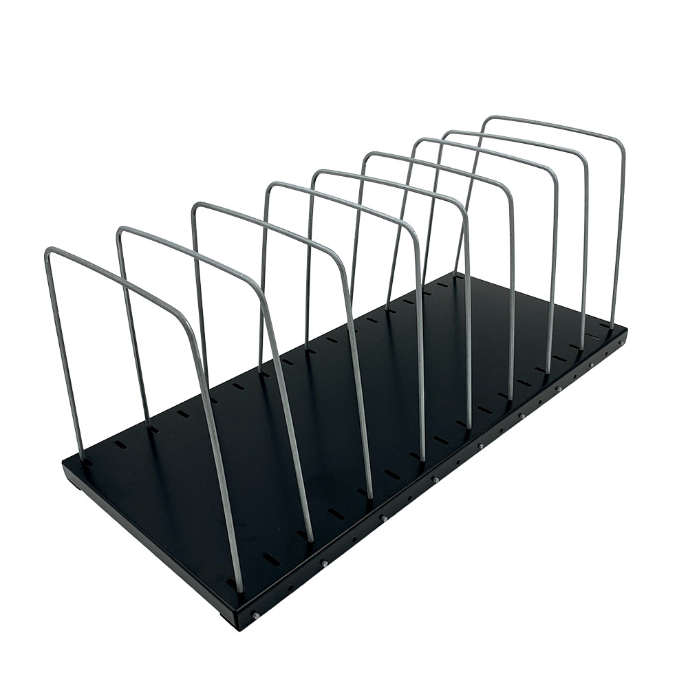 Huron 8 Slot Metal Vertical Organizer w/ Adjustable Wire Separators Black 0158