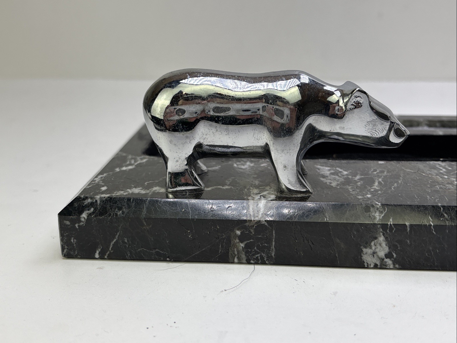 Wall Street Black Marble Bull and Bear Desk Organizer by Bey Berk International