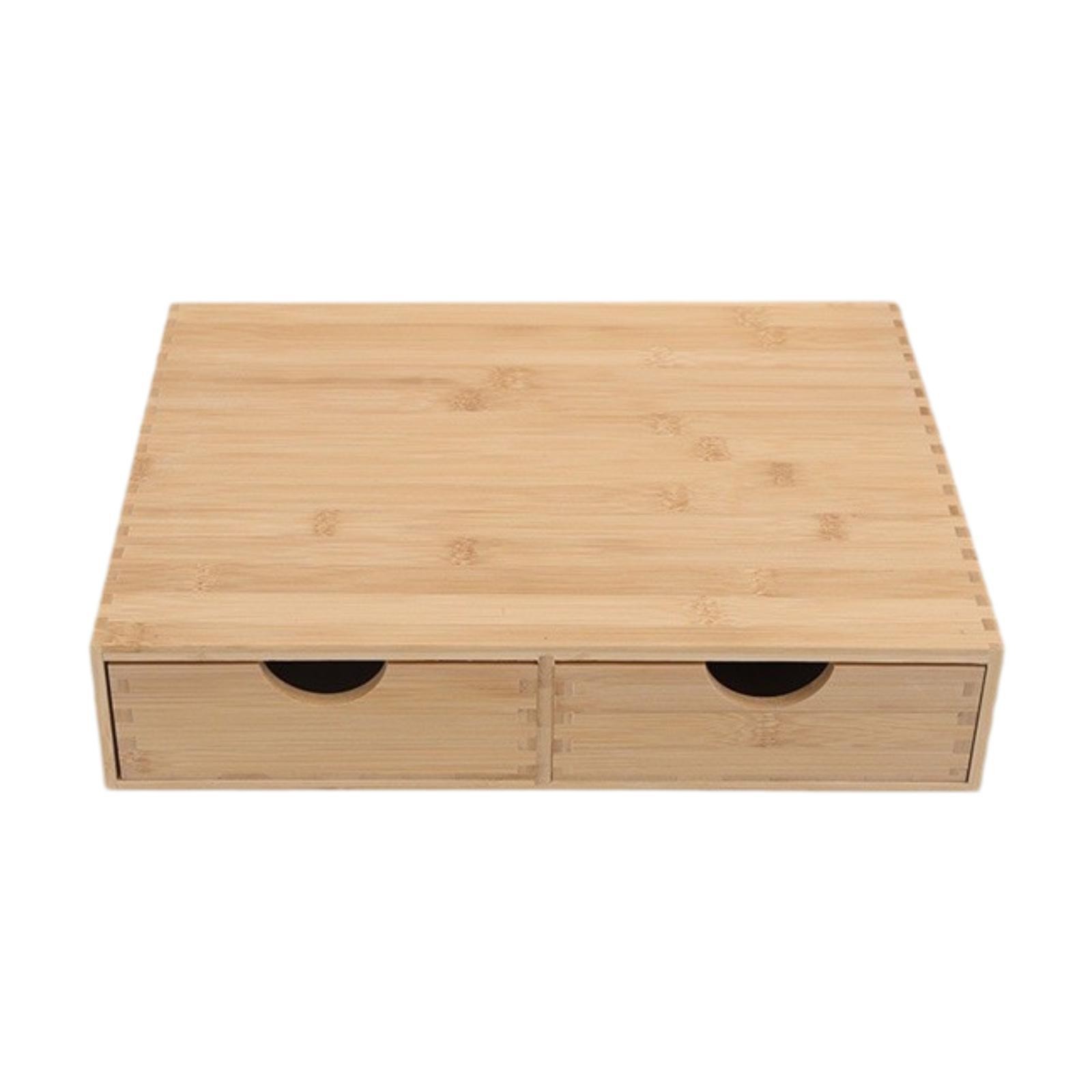 Bamboo Desk Organizer Cup Holder Home Decor No Assembly Required Desktop Drawer
