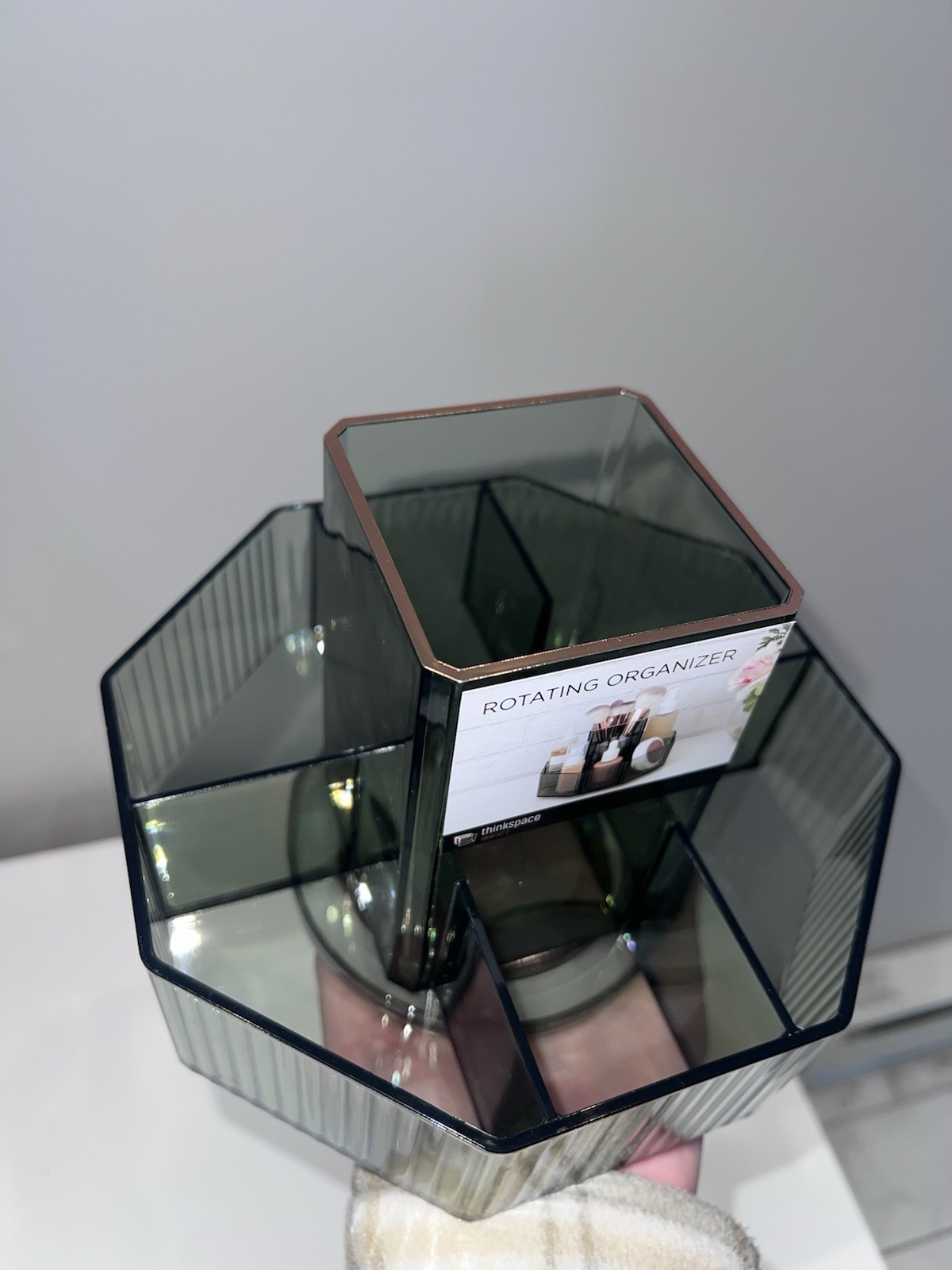 Thinkspace Rotating Green Octagonal Plastic Desktop Organizer