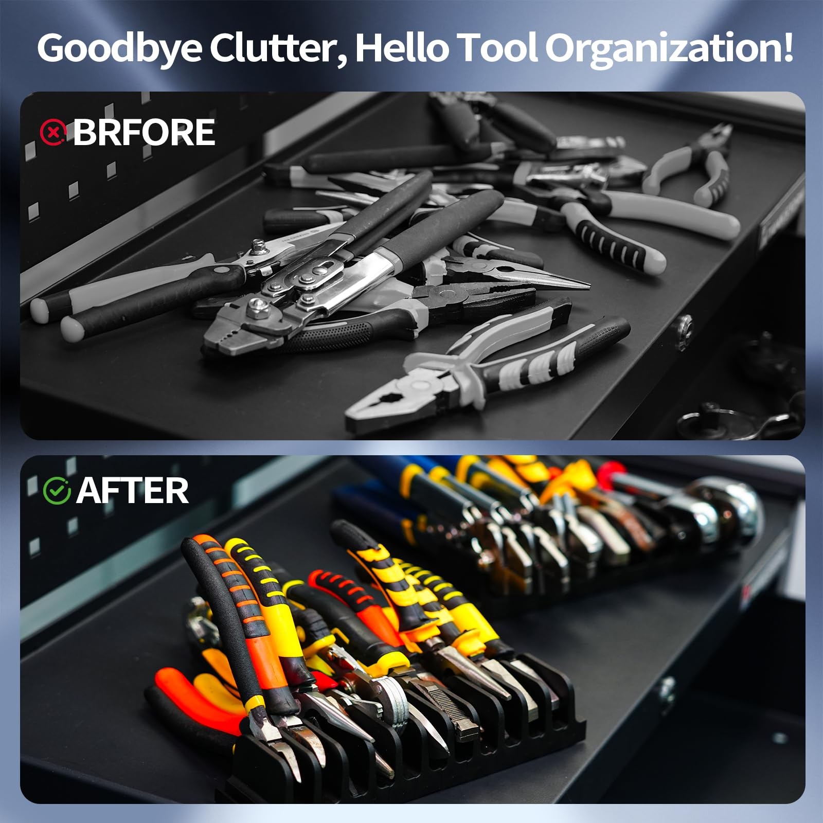 44 PCS Plier Organizer Rack for Toolbox Drawer Tool Holder Storage Red