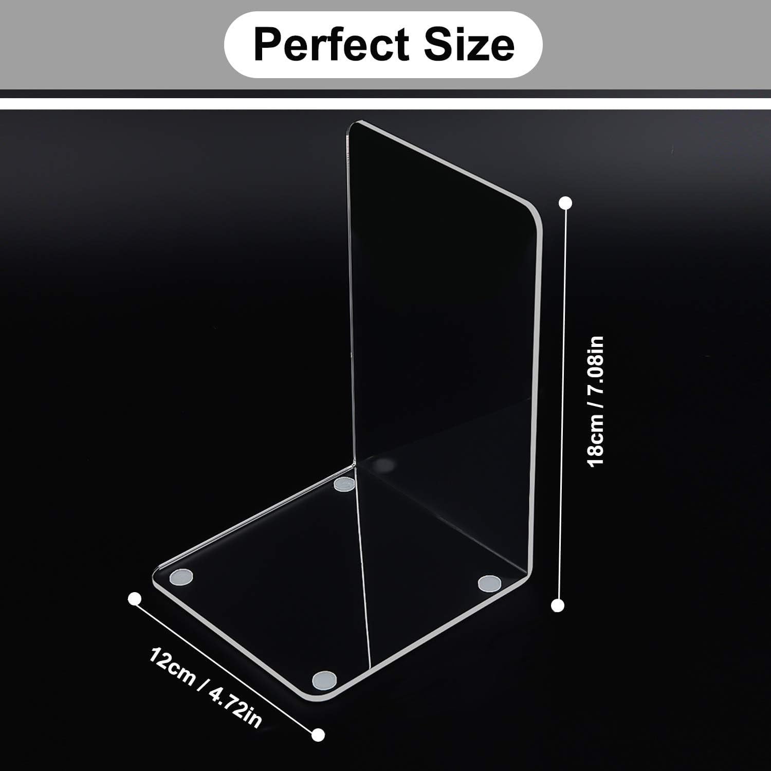 MerryNine Clear Book Ends 2pcs, Acrylic 2 Pcs – 7.08 x 4.72 in, Th:3mm/0.12″