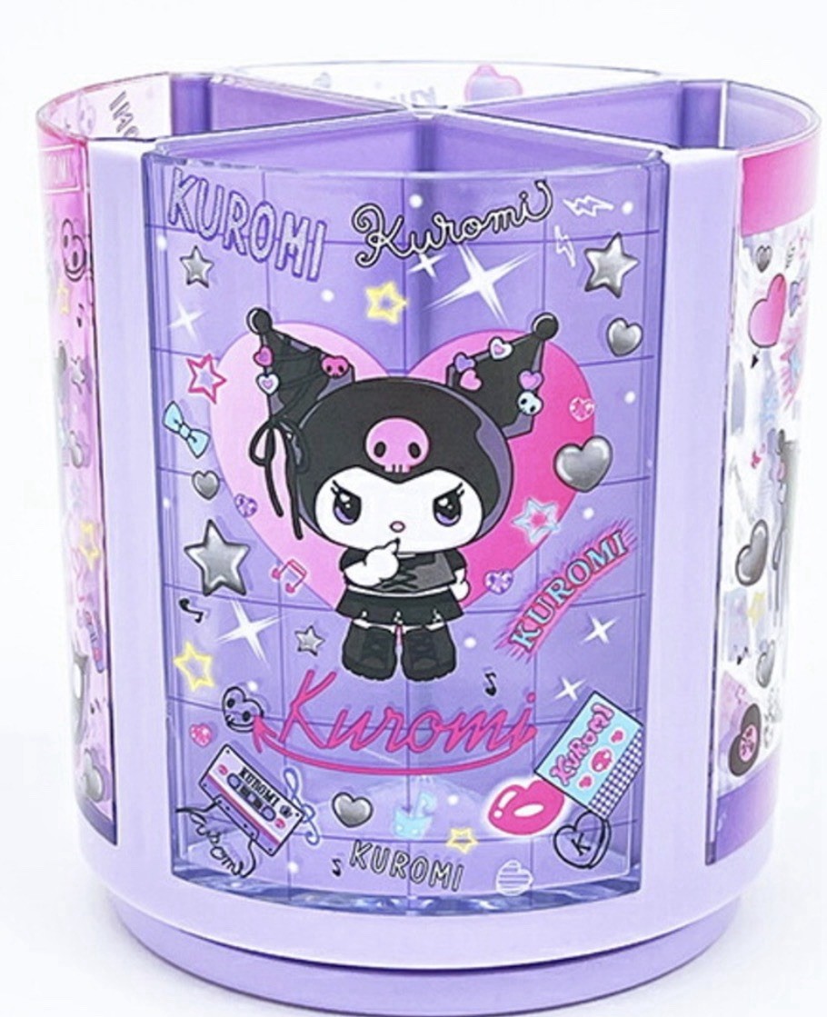 JAPAN Kuromi Purple Desk Organizer Rolling Pen Stand Holder Stand Storage
