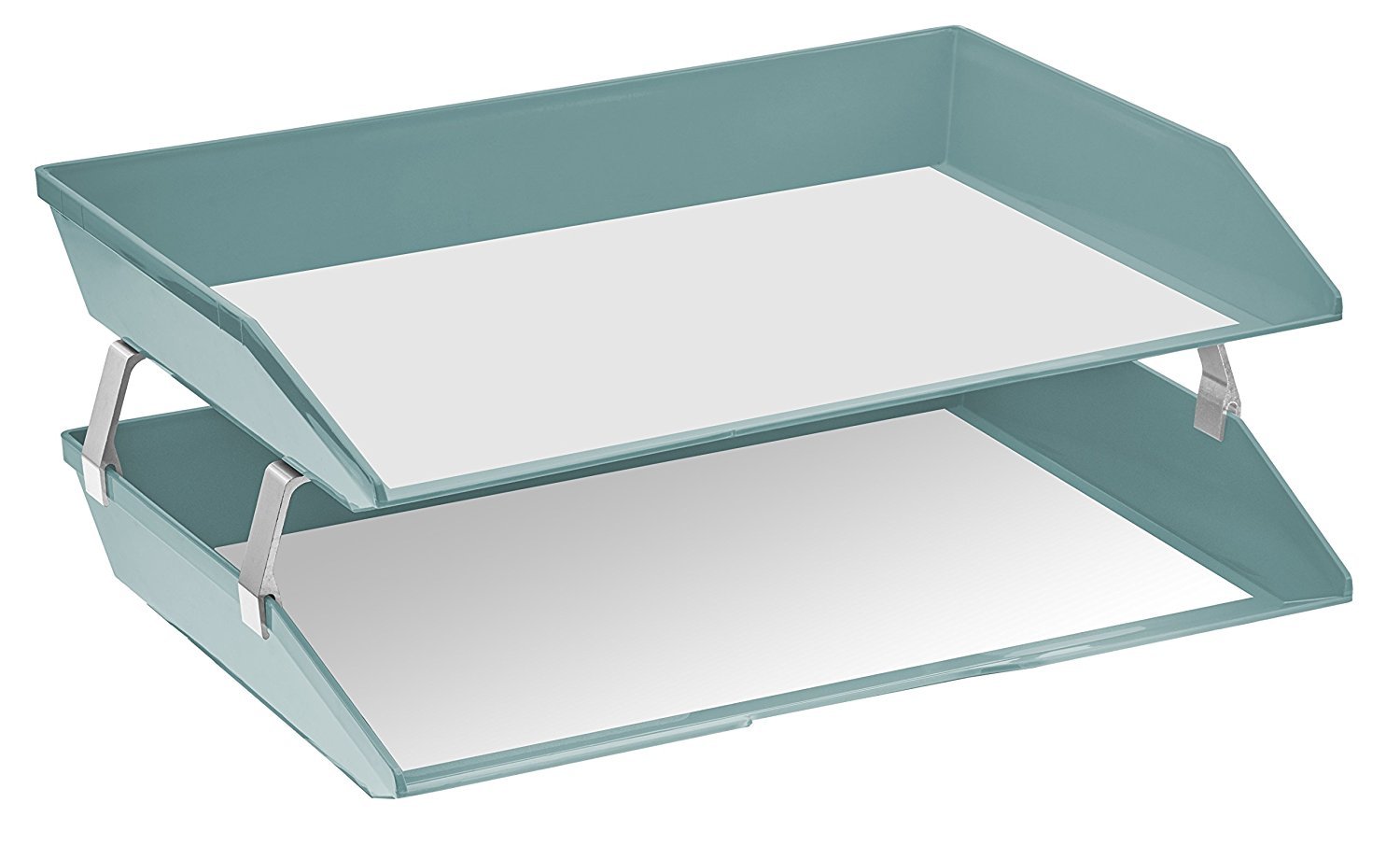 Acrimet Facility 2 Tiers Double Letter Tray (Solid Green Color)