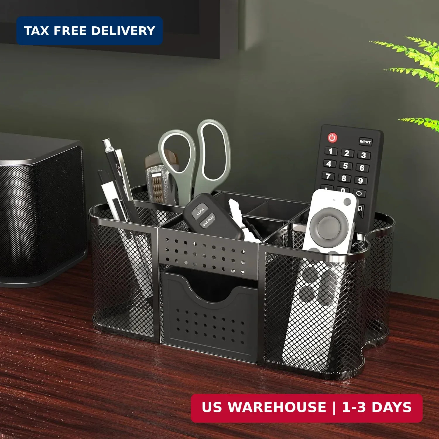 Deco Brothers Desk Organizers Pen Holder Office Caddy Storage, Black