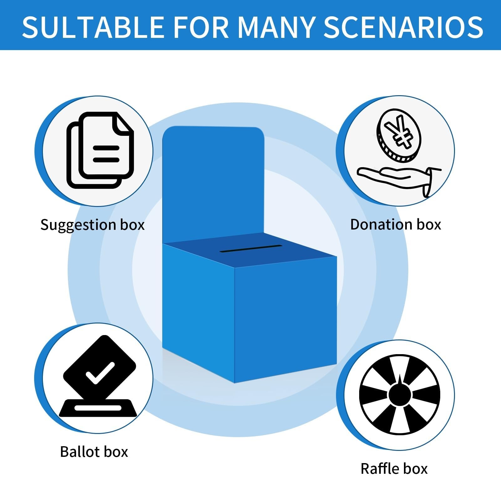 zzhxkjhky 6 Pack Raffle Boxes Ballot Box Suggestion with Slot, 6 x 6 Blue