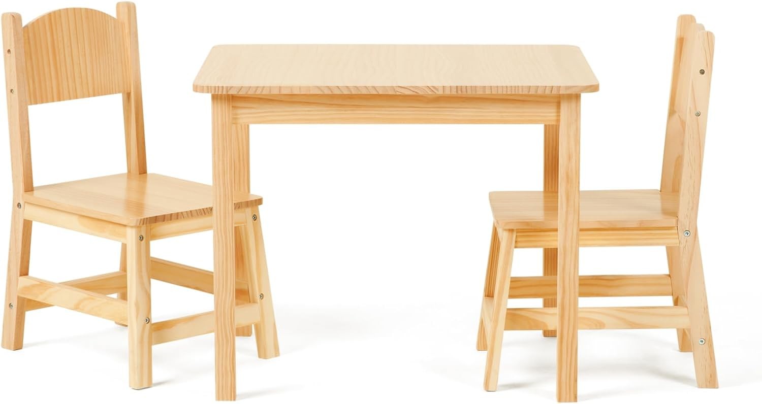Solid Wooden Toddler Table and Chair Set, Stable and Sturdy, Easy to