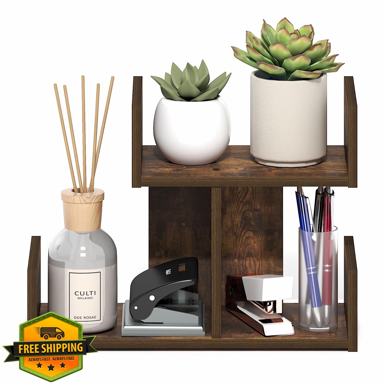 Furinno Amber Pine Desk Organizer 12.4-Inch