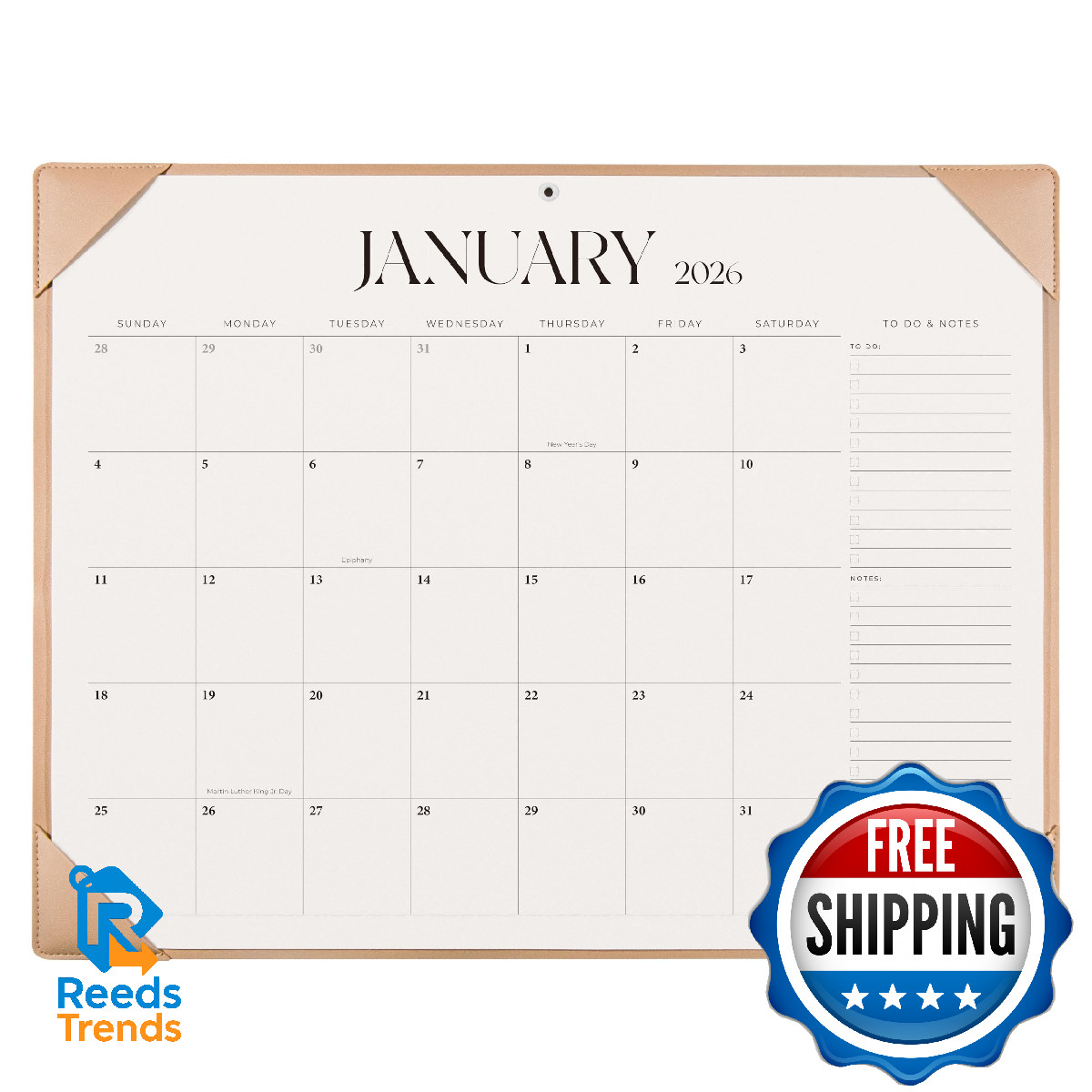 Simplified Desk Calendar 2026-2027 with Desktop Mat, Large Desk Pad Calendar fro