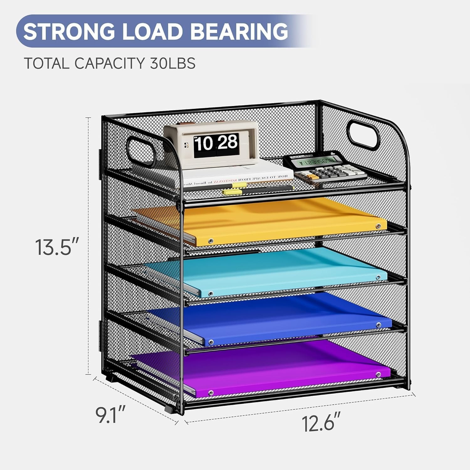 5-Tier File Folder Organizer with Handle – Efficient Desk Storage