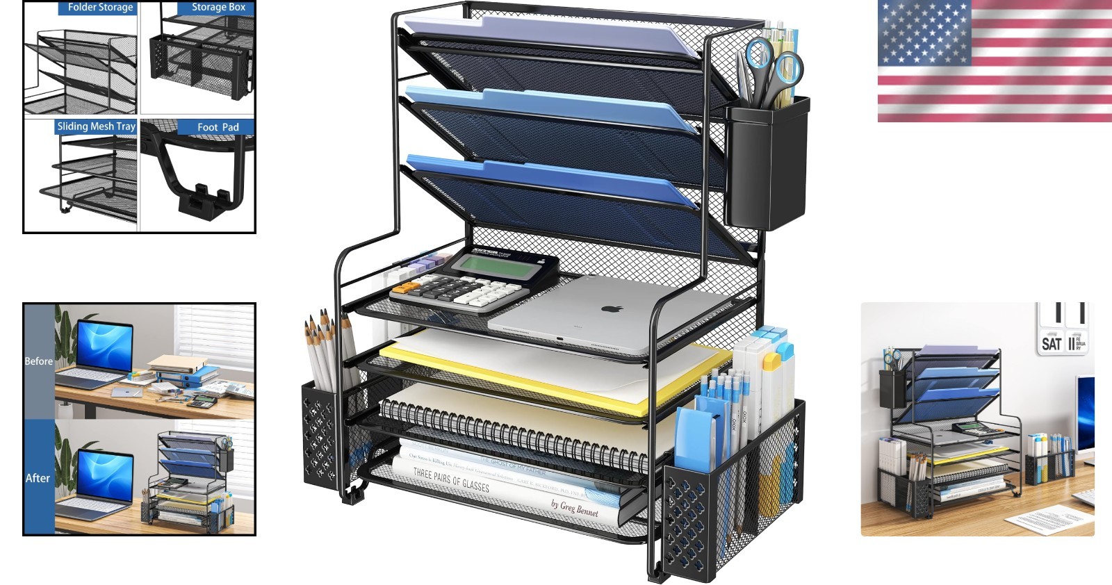 Multifunctional 7-Tier File and Pen Organizer – Efficient Office Management