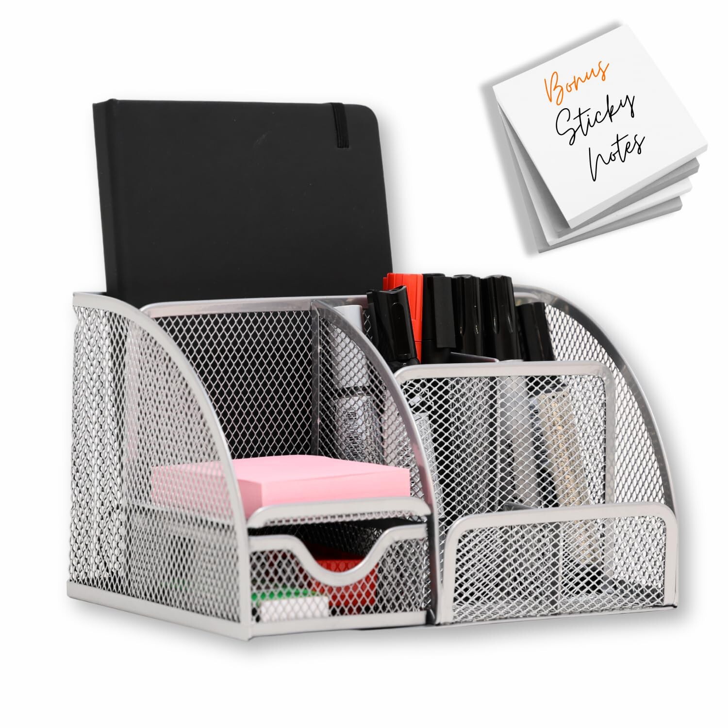 Maypes Mesh Desk Organizer � Office Desk Organizer with Sticky Notes � Desk A…
