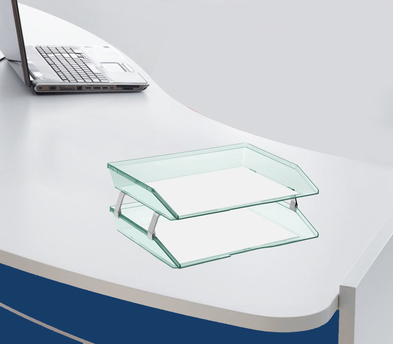 Acrimet Facility 2 Tiers Double Letter Tray (Clear Green Color)