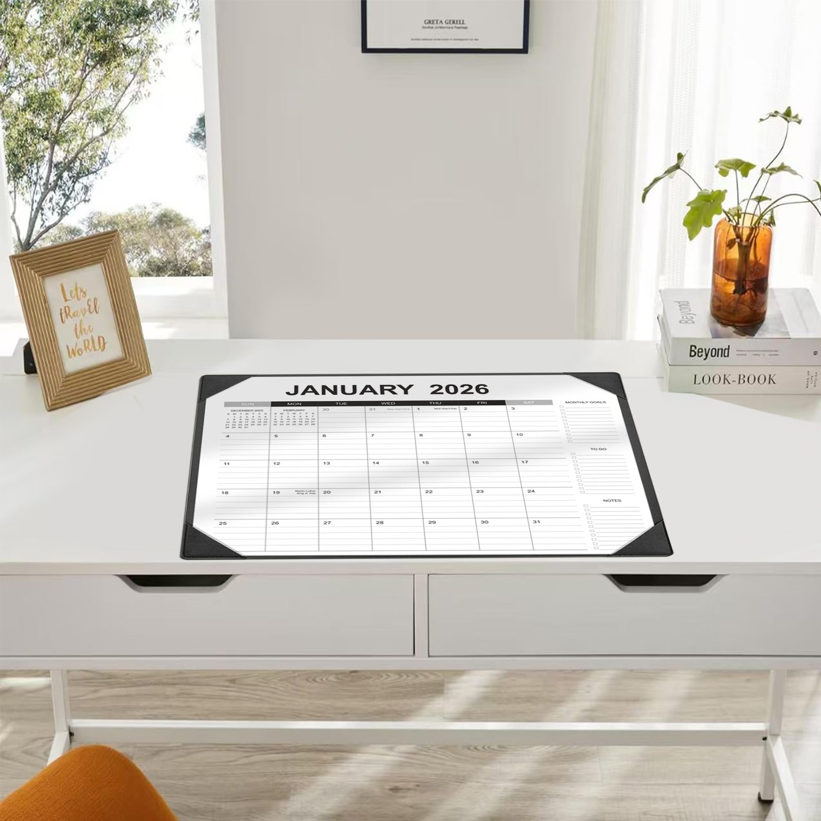 Desk Calendar 2026-2027 with Desk Mat – 22″ x 17″ Large Desk Pad Calendar Runs f