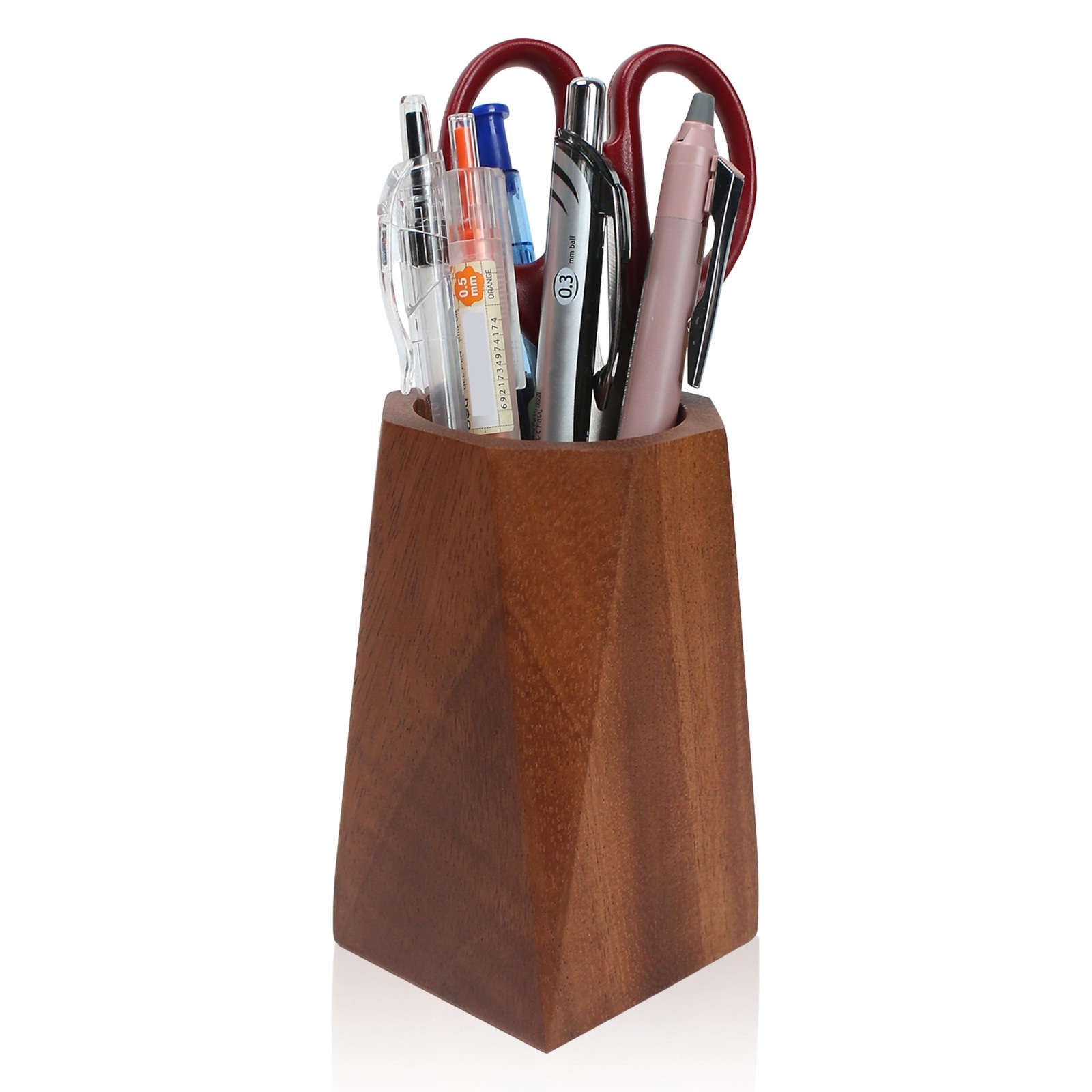Natural Wood Pencil Holder – Octagonal Desk Organizer for Home, Office & Makeup