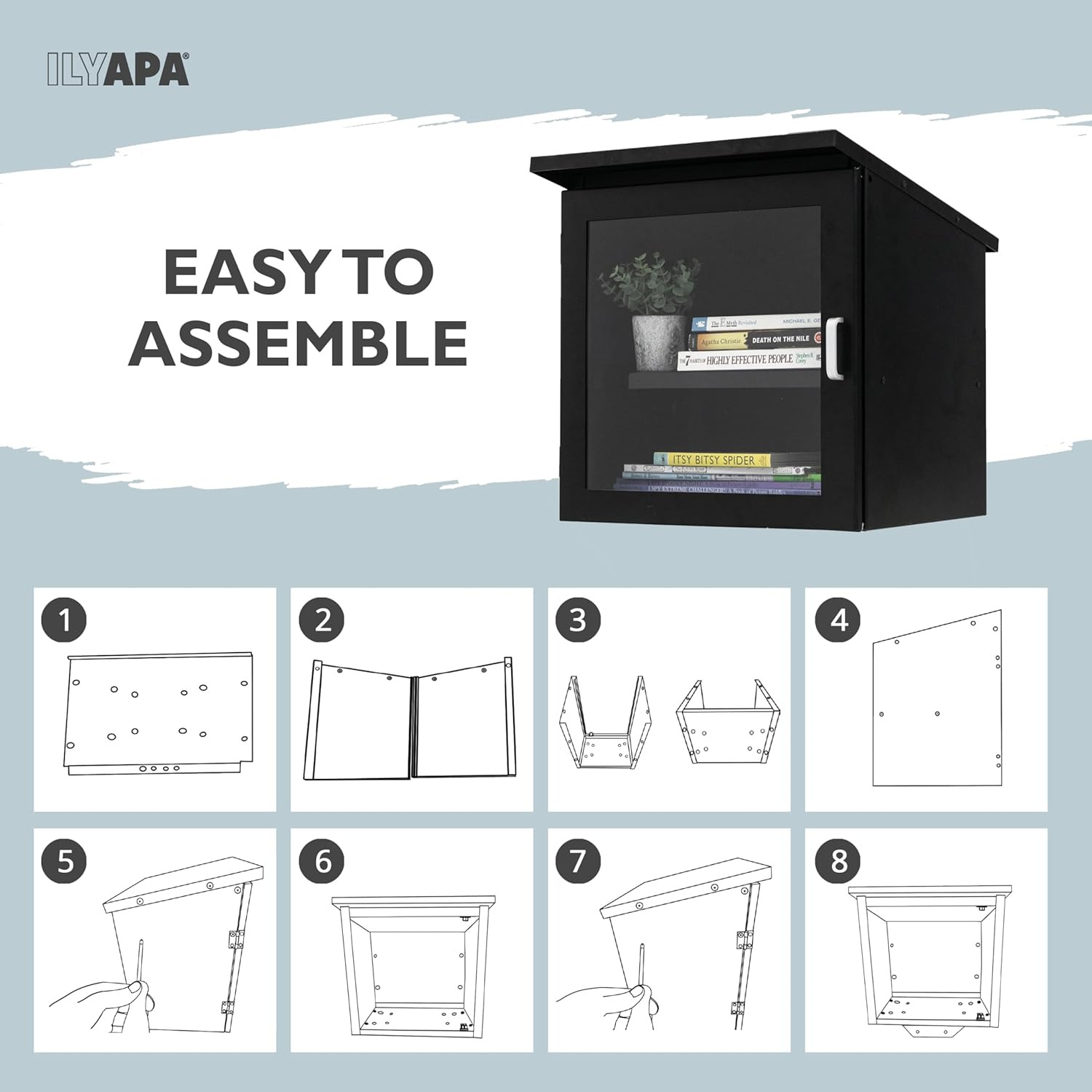 Outdoor Library Book Box – Free Literature Exchange Kit for outside – Black Powd
