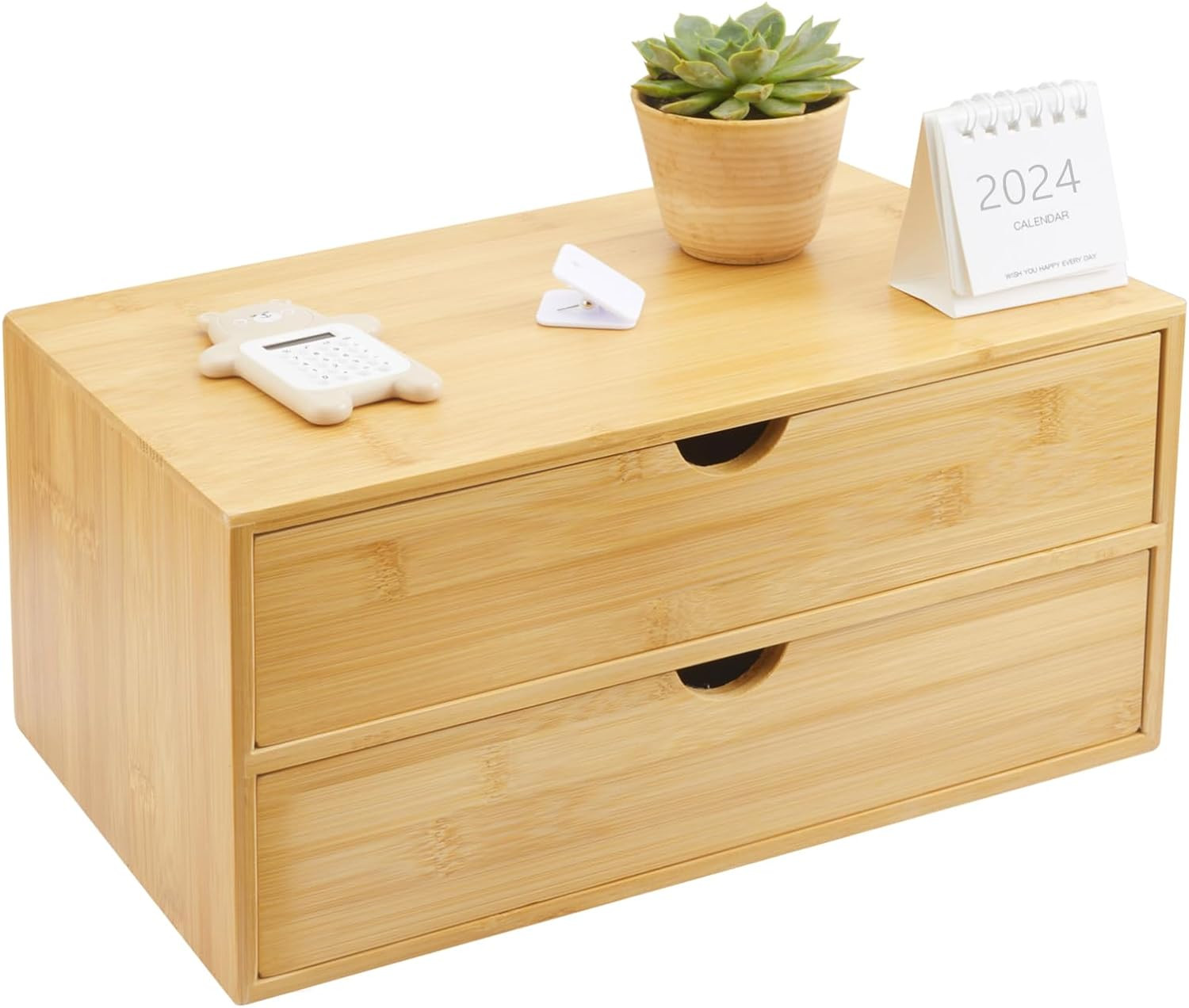 Bamboo Desk Organizer with Drawers Countertop Drawers Counter Storage Box Corner