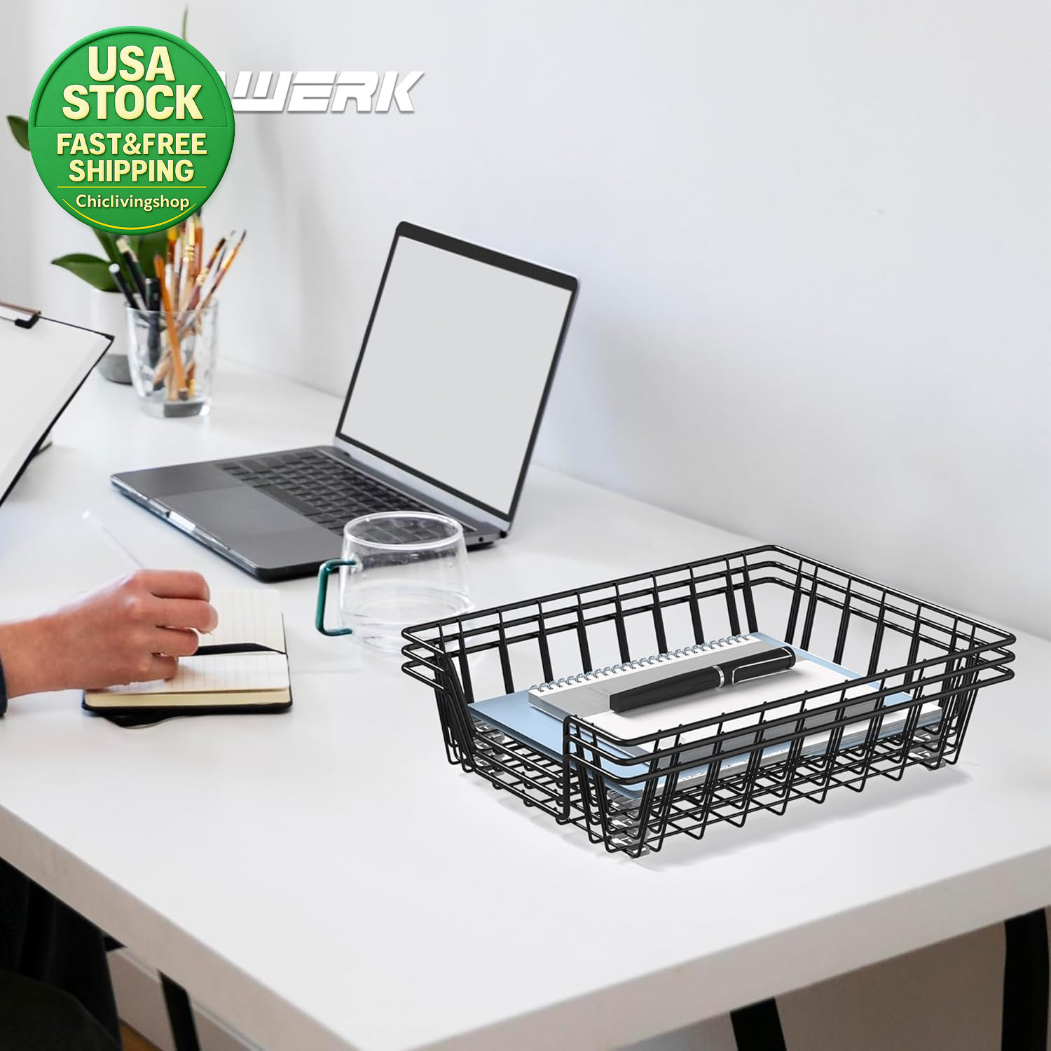 Letter Desk Tray Organizer A4 File Holder Rounded-Edge Design 6 Compartment