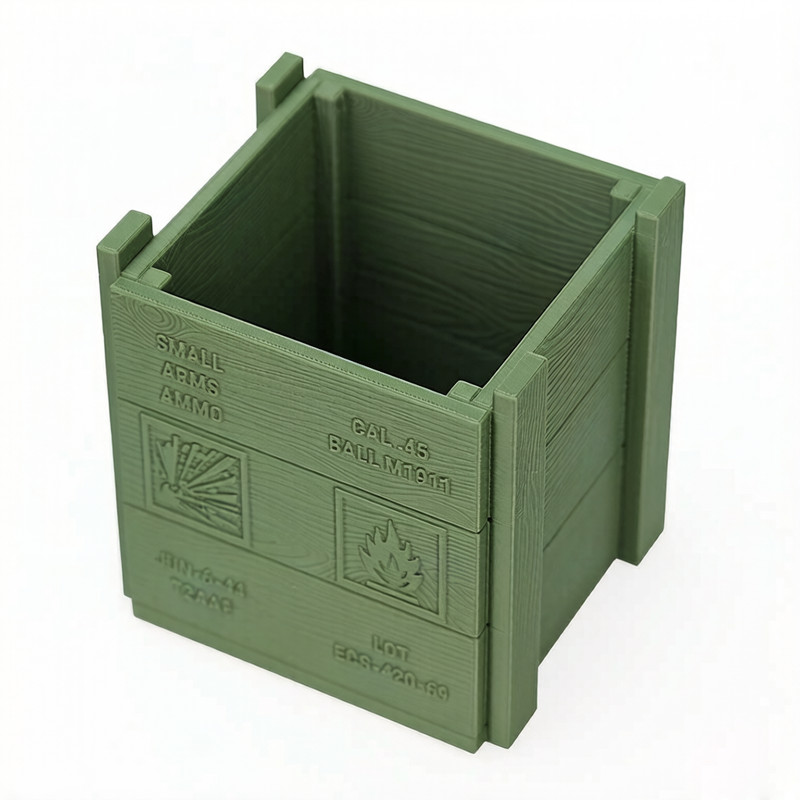 Ammunition Box Pen Holder Military-Themed Enthusiasts Office Desk Organizer Gift