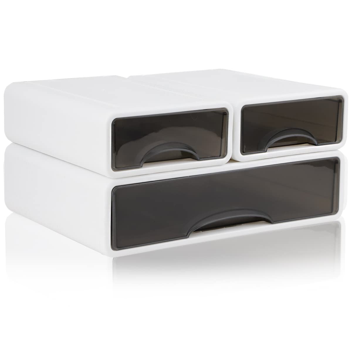 Stackable Desk Organizer, Large Desktop Storage Box with 3 Drawers, 13 Wide Lett
