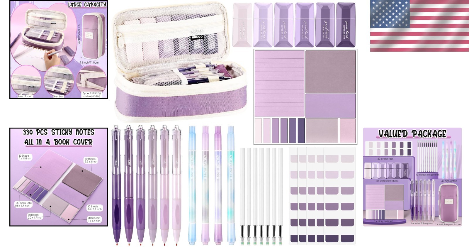 Practical 38-Piece Office Supplies in Stylish Purple – Perfect for Organizing