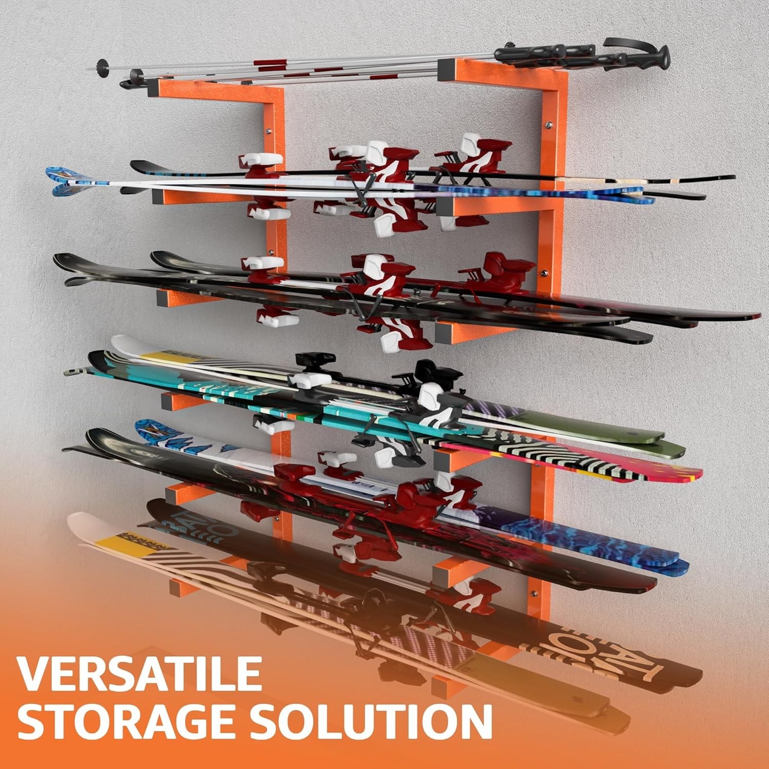 Scratch Resistant Wall Mount Lumber Storage Rack Heavy Duty 1200 LBS Orange