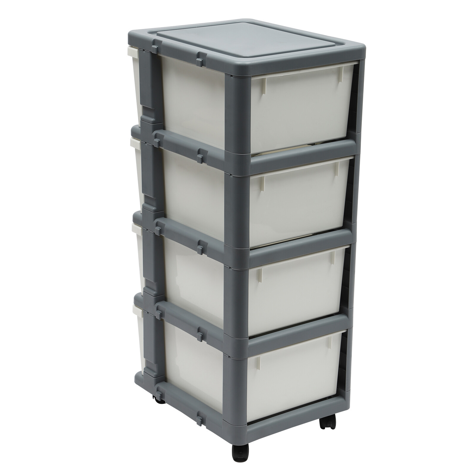 Office White Grey 4 Drawer Storage Cabinet Mobile Rolling Organizer with Wheels