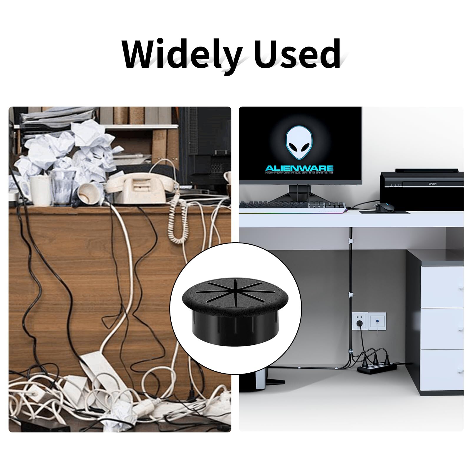 6 Pack 2 Inch Desk Grommet Flexible Desk Hole Cover for Home Office Table Cables