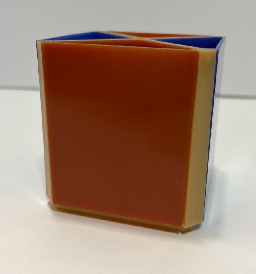 Vtg 1970s Modular Desk Caddy Cube Space Age MCM Plastic Organizer Hong Kong 3″