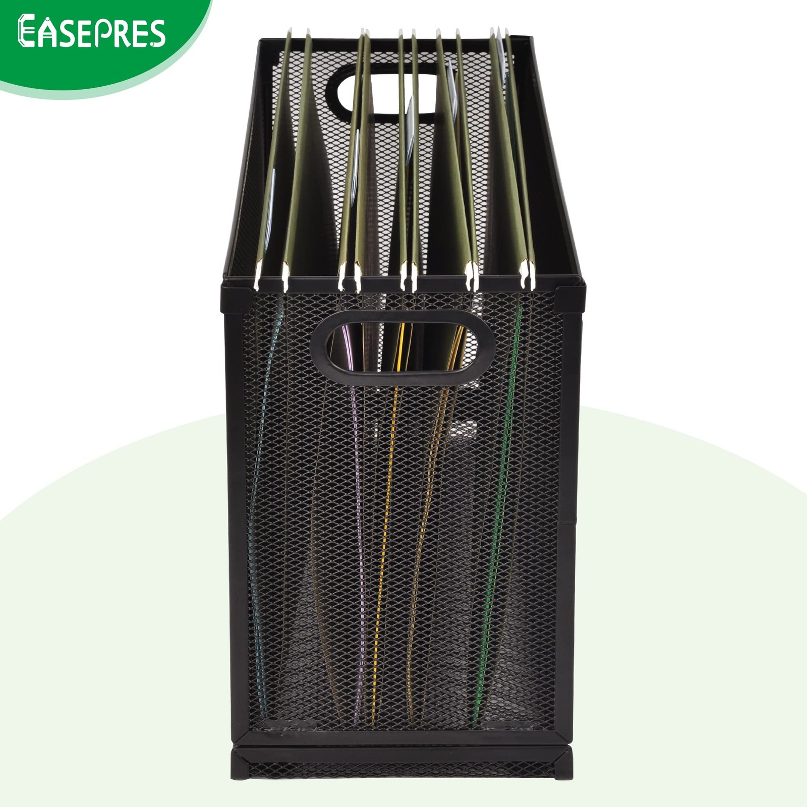 EASEPRES Desk Hanging File Organizer with 5 Folders, Mesh Metal Letter-Size D…