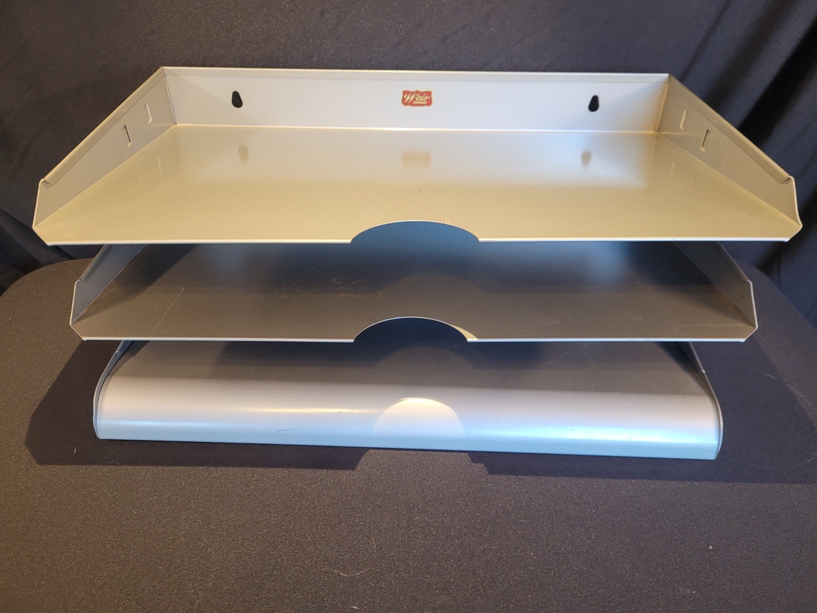 Vintage Weis Industrial Metal Desk/Wall Paper Organizer 3-tier