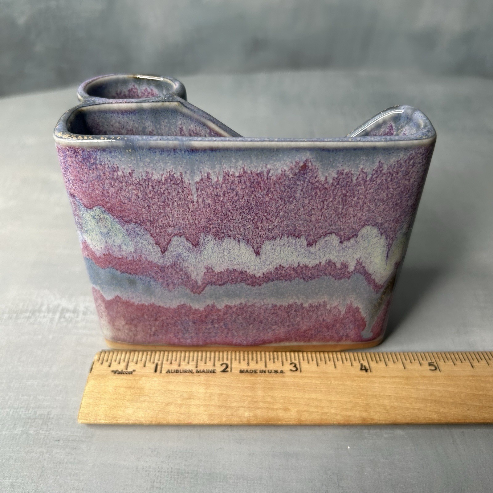 Bay Pottery Handmade Stoneware Purple Rose Glaze Pencil Pen Post-It Note Holder