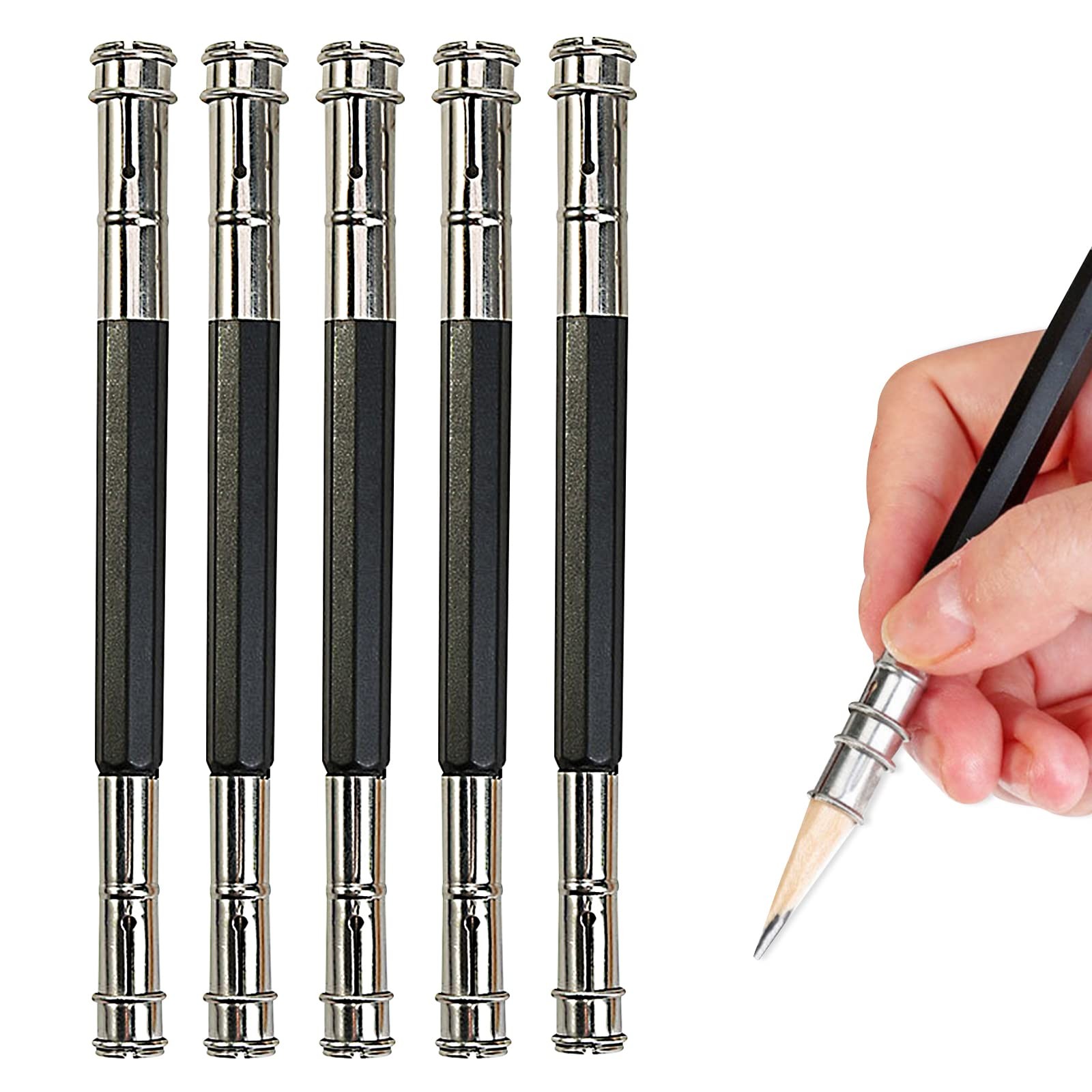 5 Pcs Adjustable Metal Pencil Extender for Artists Pencil Pull Pro Charcoal H…