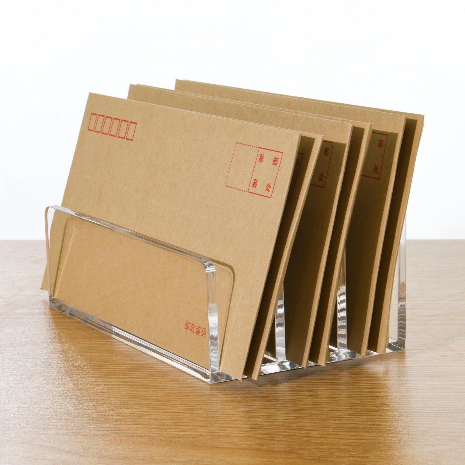 AIMOLLY 3 Compartments Clear Acrylic Mail Holder 3 Compartments, Transparent
