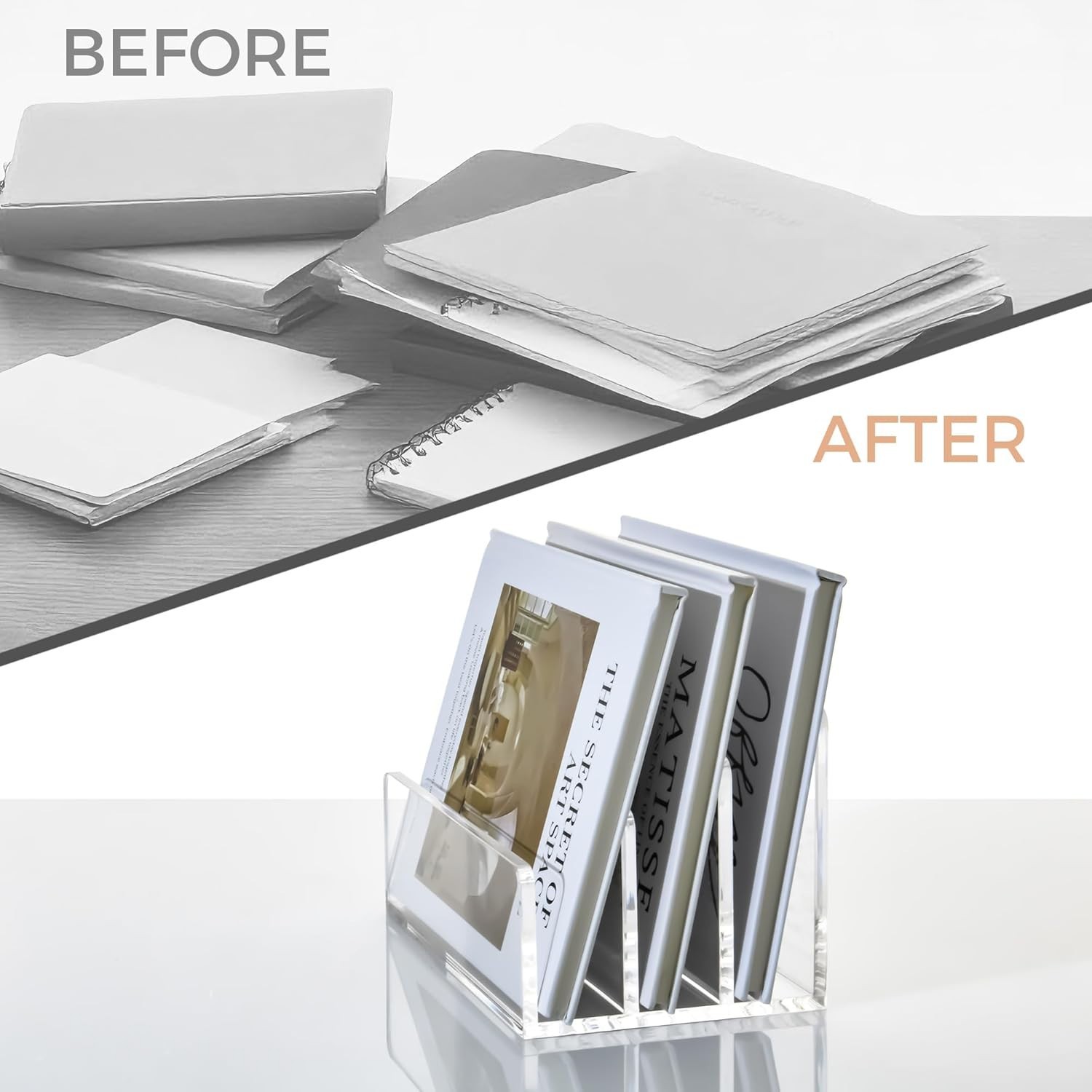 Space-Saving Acrylic Mail Organizer with 3 Vertical Compartments for Easy Access