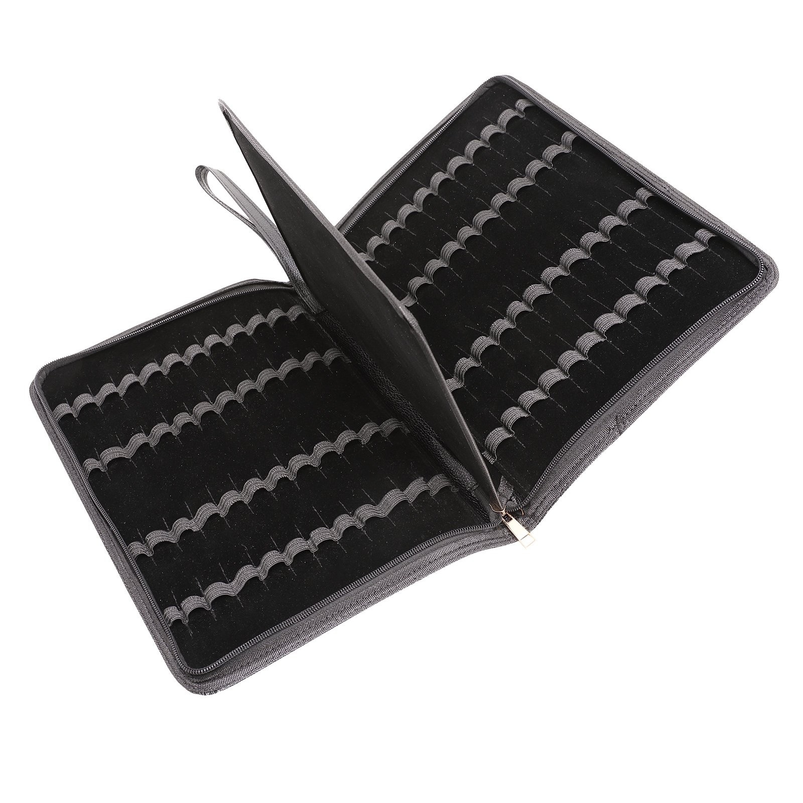 48 PU Leather Fountain Pen Case Large Capacity Black Roller Ball Pen Holder B…