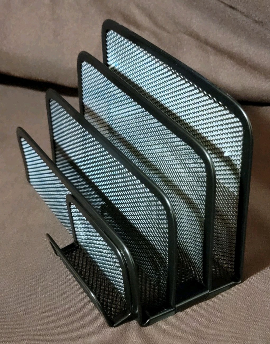 2 Desktop Black Metal Mesh LETTER SORTERS W/ BUSINESS CARD HOLDER Staples 11996